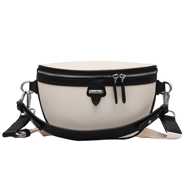 Casual High Quality PU Leather Waist Bags For Women 2020 Zipper Shoulder Messenger Bag Lady Chest Cr