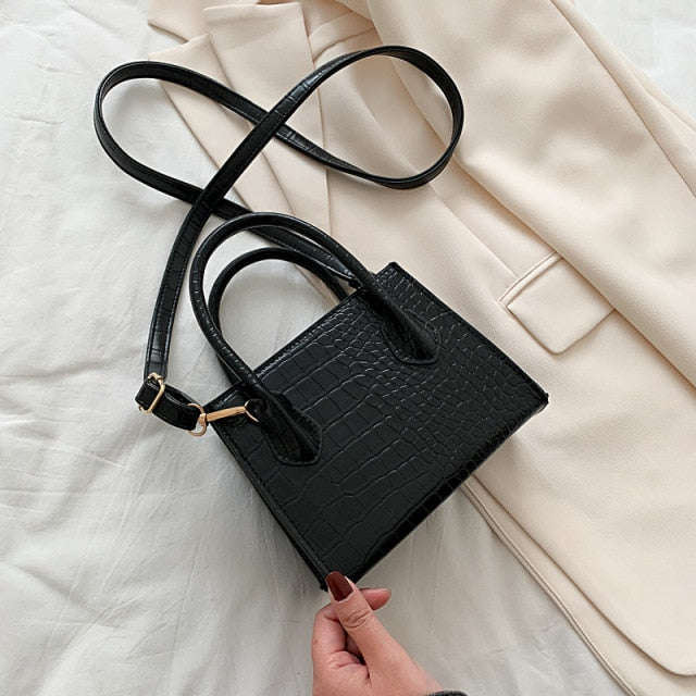 New Small PU Leather Crossbody Bags For Women Summer Crocodile Pattern Solid Color Lady Shoulder Han