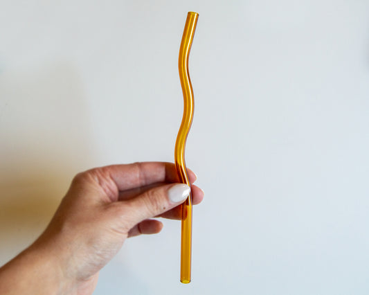 Heavy Duty Amber Glass Drinking Straw by Sarahberry Glass