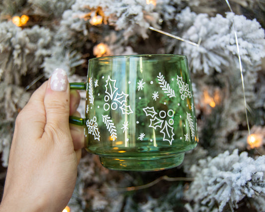 Santa’s Cookies Pattern Clear Glass Mug