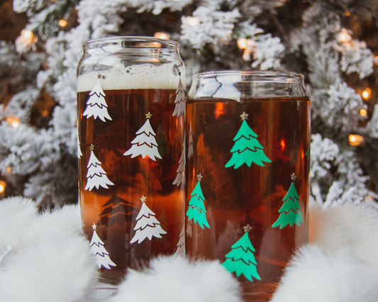 Christmas Truck Beer Can Glass,christmas Trees And Snowflake Ice