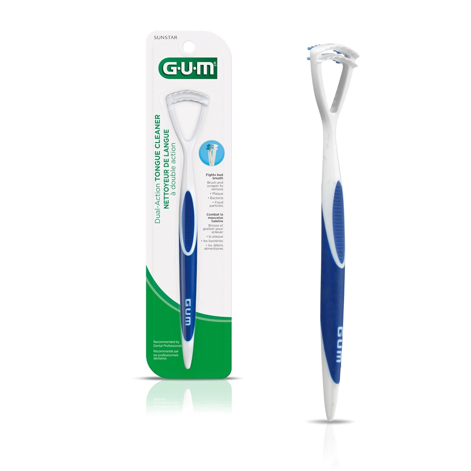 GUM Sunstar Dual Action Tongue Scraper and Cleaner Brush