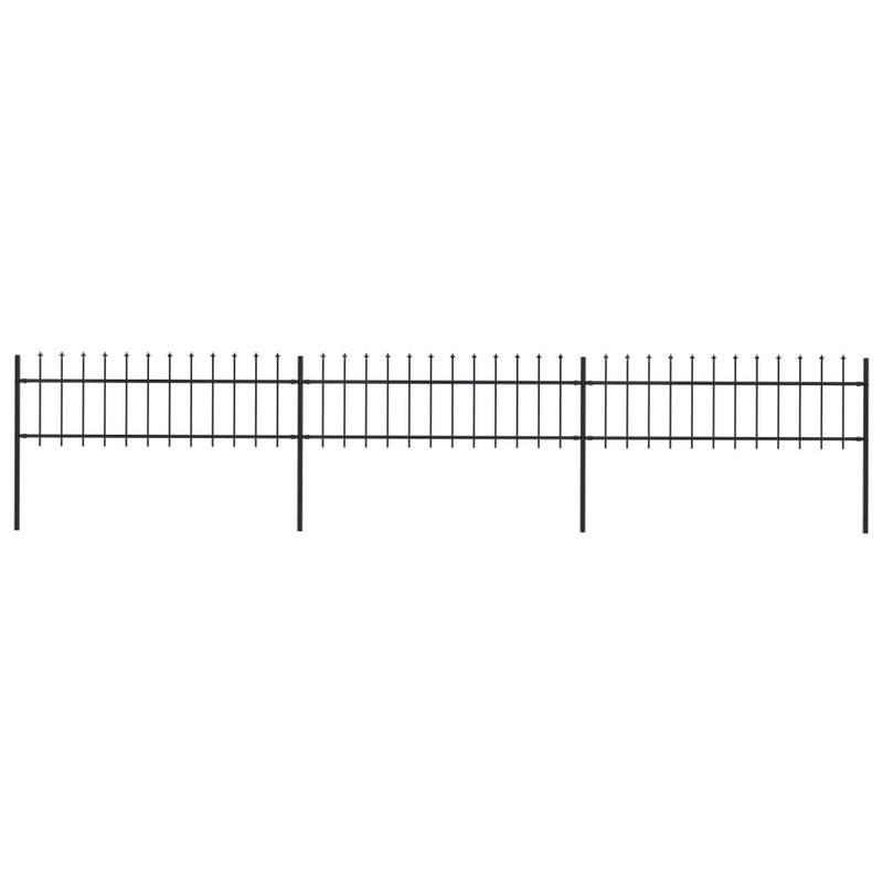 Garden Fence with Spear Top Steel 200.8"x23.6" Black