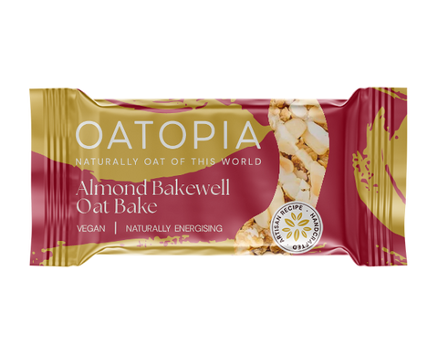 Oatopia's new vegan Almond Bakewell Oat Bake