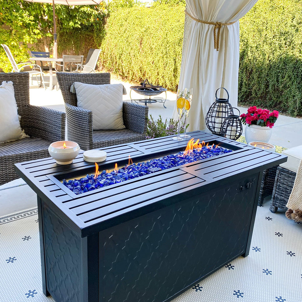 Image of PHI VILLA 50,000 BTU Outdoor Rectangle Metal Gas Fire Pit Table