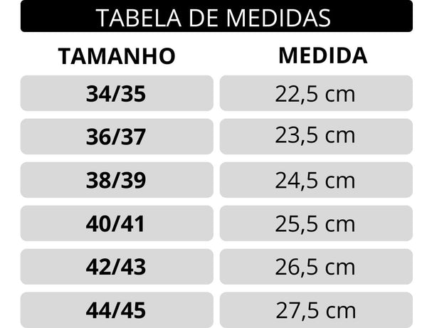 Tabela de Medidas