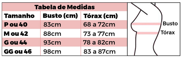 Sutiã Feminino Tabela de medidas Belevita