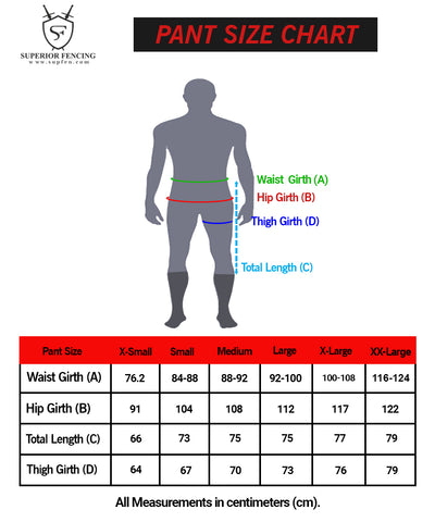 Pants sizing chart