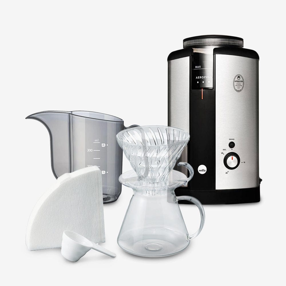 Wilfa Svart Coffee Grinder (Silver) x Hario Simply Brewing Kit Bundle