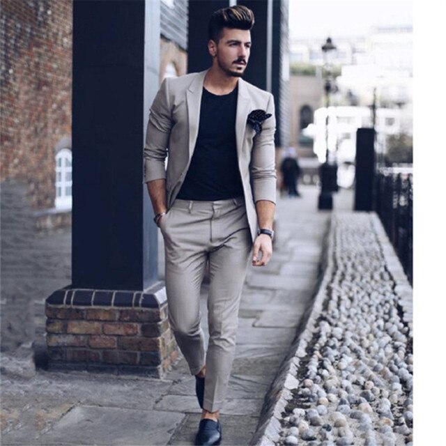 JVMNCUL High Quality White Double Breasted Mens Tuxedos Peaked Lapel Slim Fit Wedding Jacket and Pants Tailor Blazer