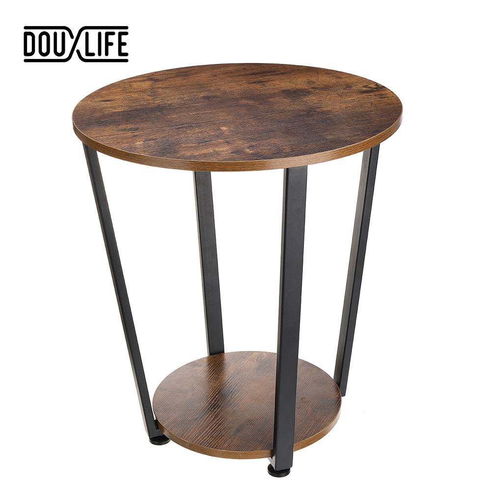 Douxlife 2 Tier Round Coffee Table Sofa Side Table With Storage Shelf Absol Direct