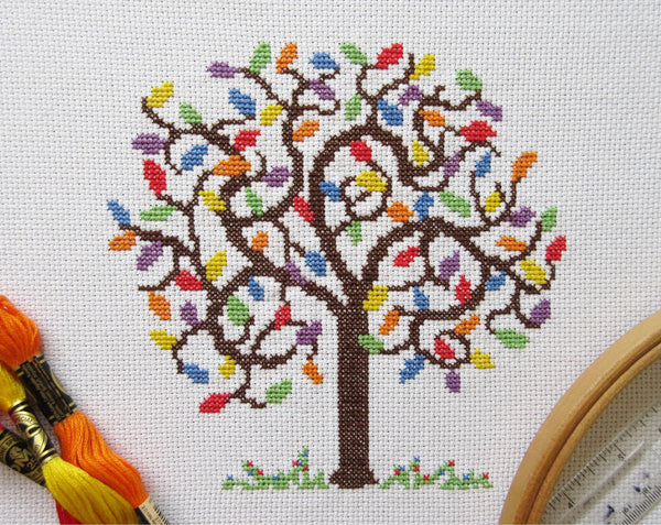 Rainbow Tree cross stitch pattern – Climbing Goat Designs