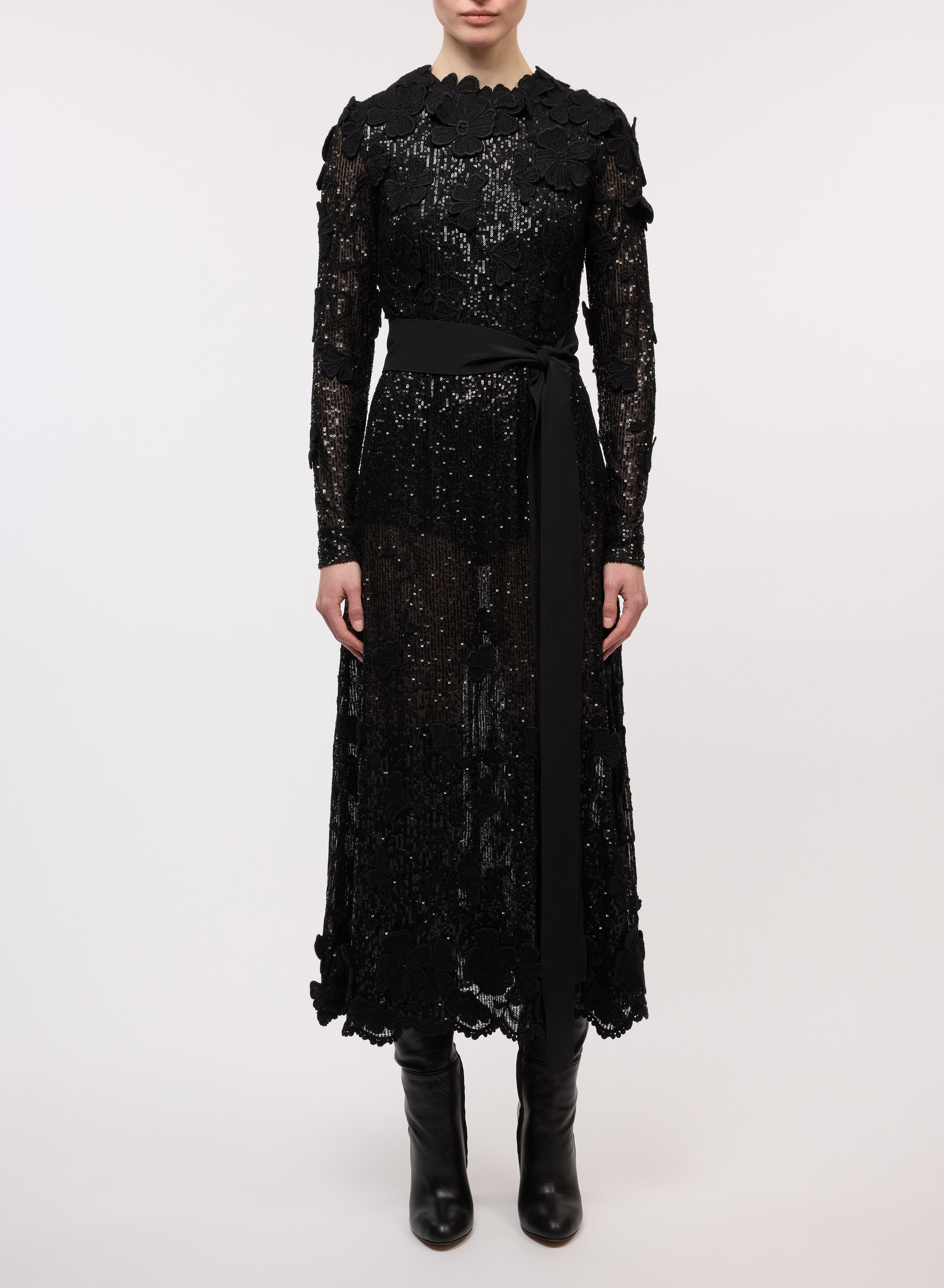 Sequin Embroidered Midi Dress – ELIE SAAB