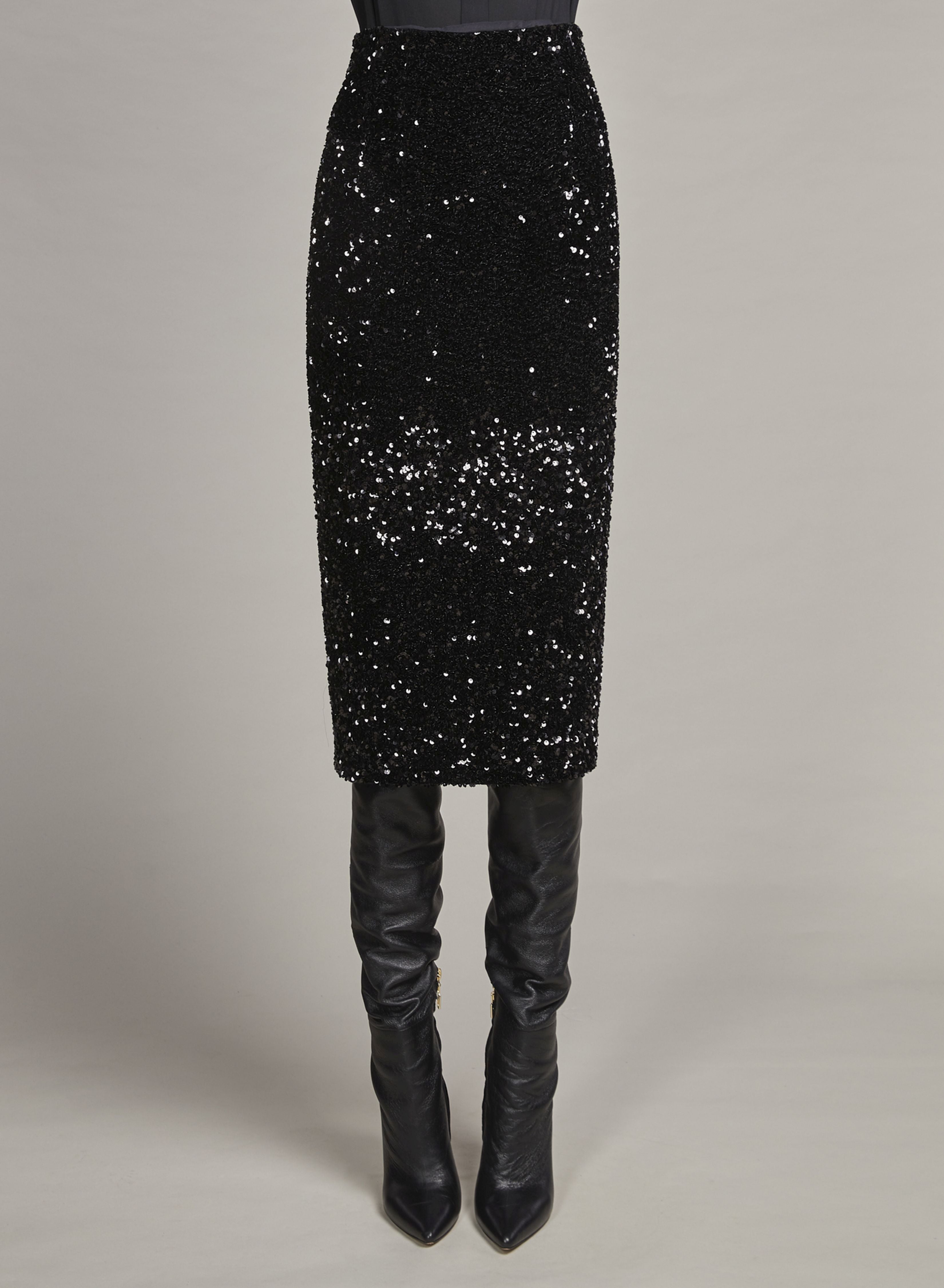 black sequin beaded skirt