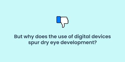 Why do dry eyes develop after exposure to digital devices?