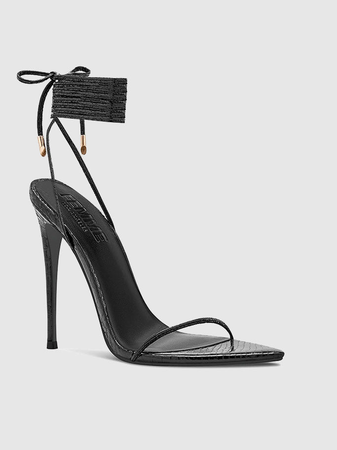 The Ford Sandal - Silver Snakeskin – Femme LA