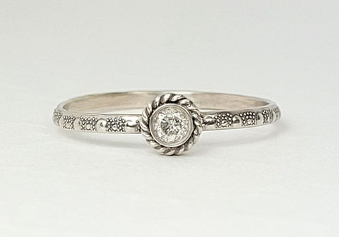 Diamond Birthstone Ring in Sterling Silver
