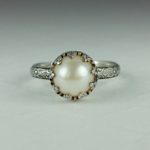 Edwardian Style Pearl Engagement Ring