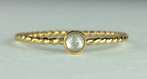 Rose cut diamond stacking ring in 14kt gold