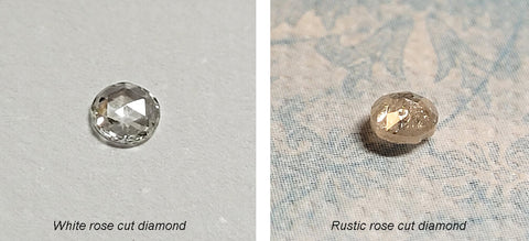 rose cut diamonds, white and rustic