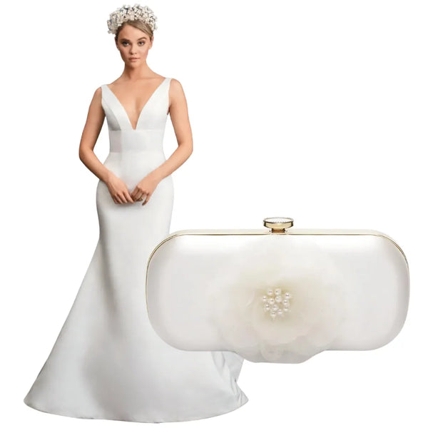 Anne Barge Wedding Dress Kent with Bella Fiori Bridal Clutch