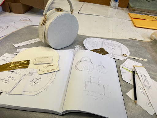 Sketches and drawings of the Joy Proctor x The Bella Rosa Collection Hatbox