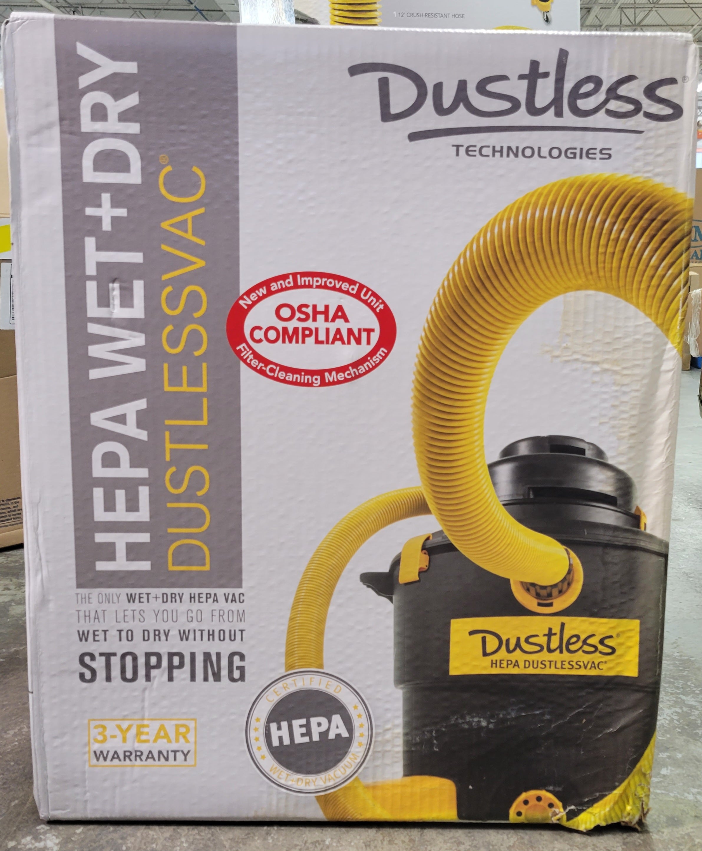 Dustless Technologies Dust Extractor Shop Vac: HEPA, Dry/Wet, 16 gal D1606