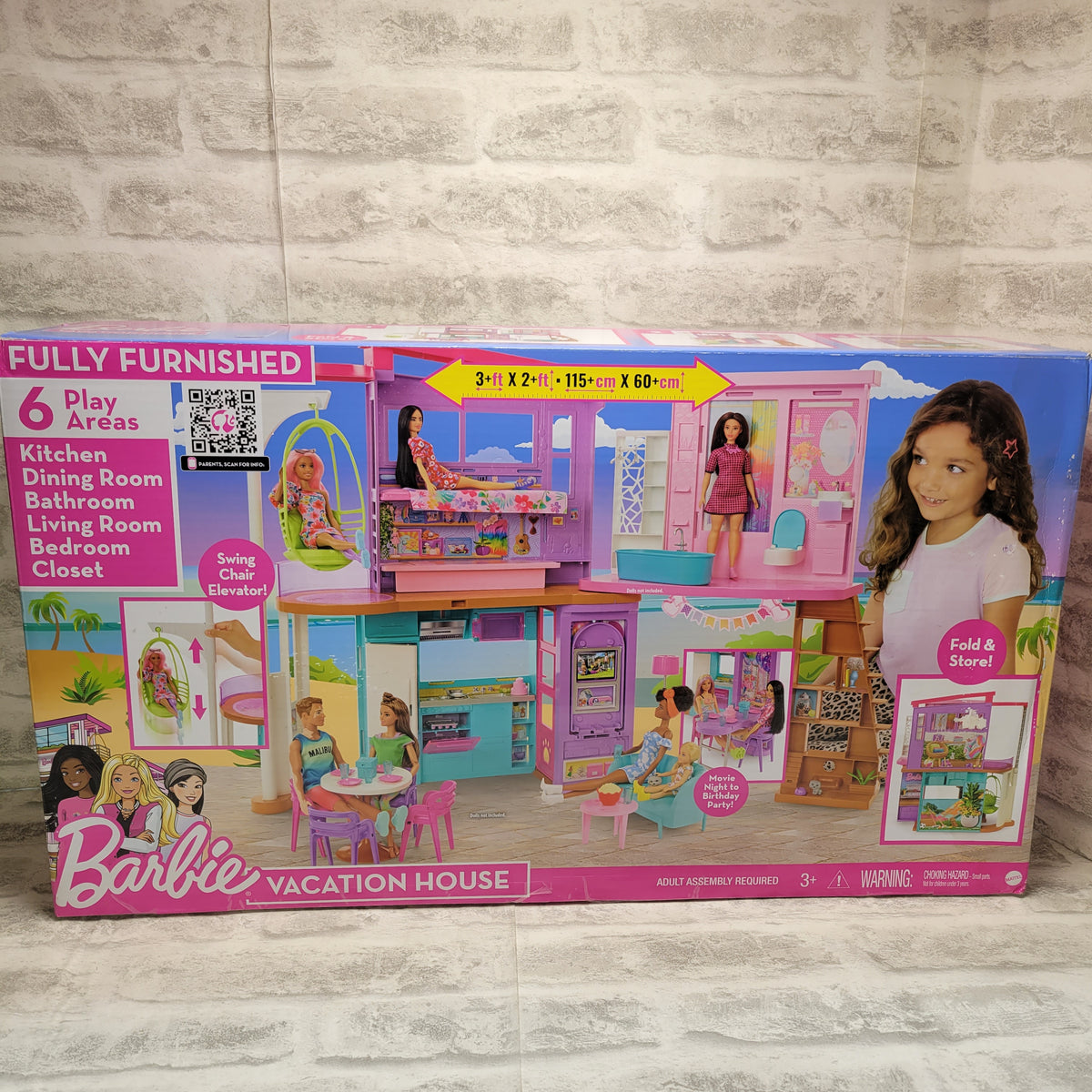 Barbie Vacation House (42 in) Dollhouse Playset with 2 Levels, 6 Rooms ...