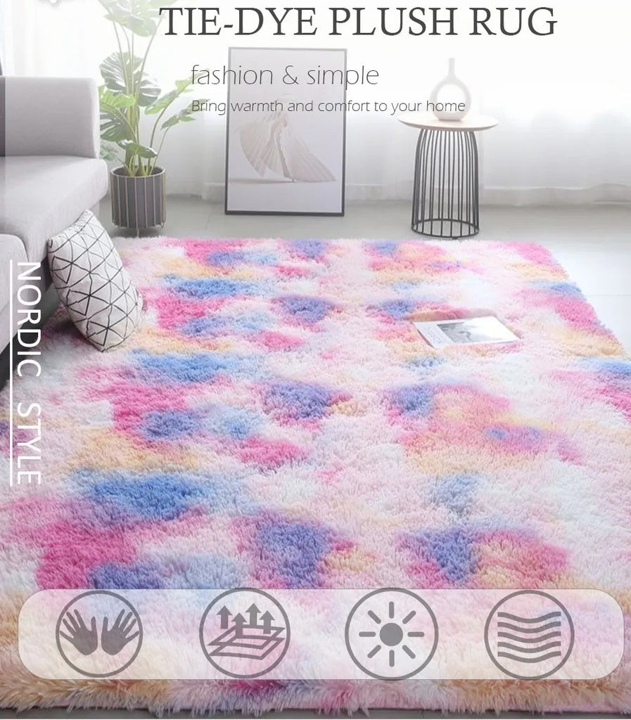 Tie-Dye fluffy plush rug home carpet