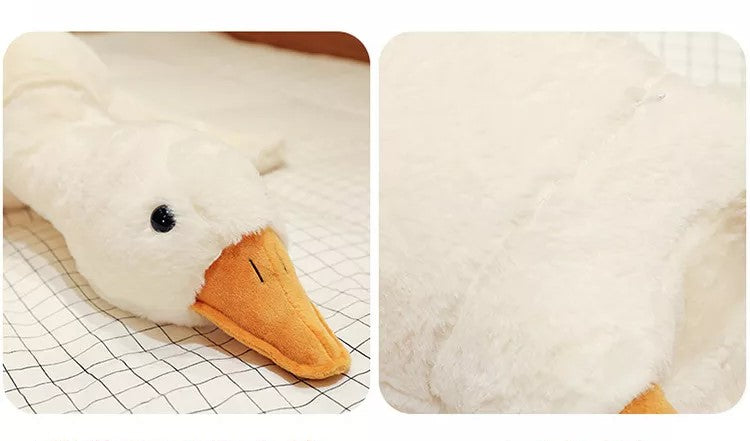 White goose pillow toy close up