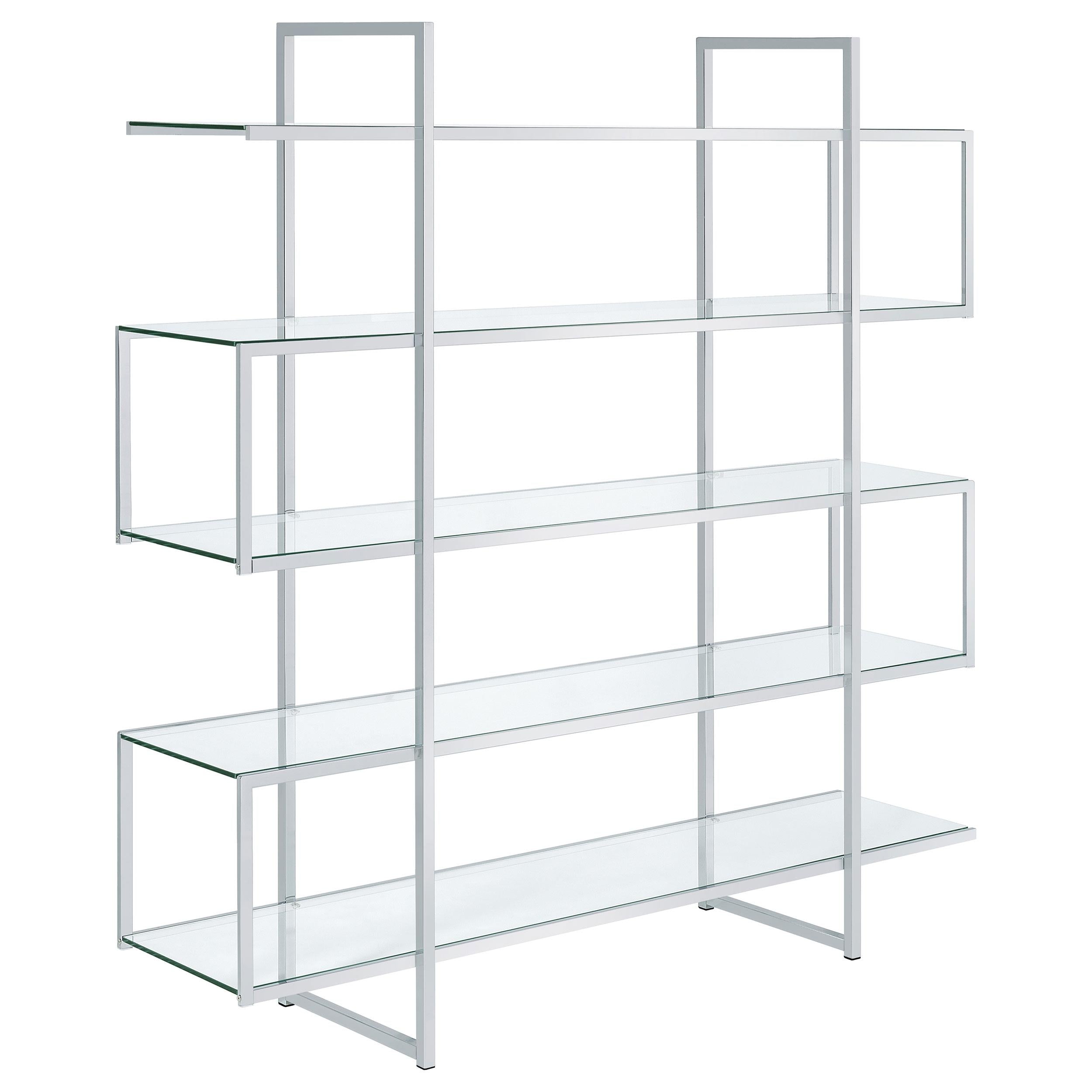 Chrome and Clear 5 - shelf Elmer Bookcase