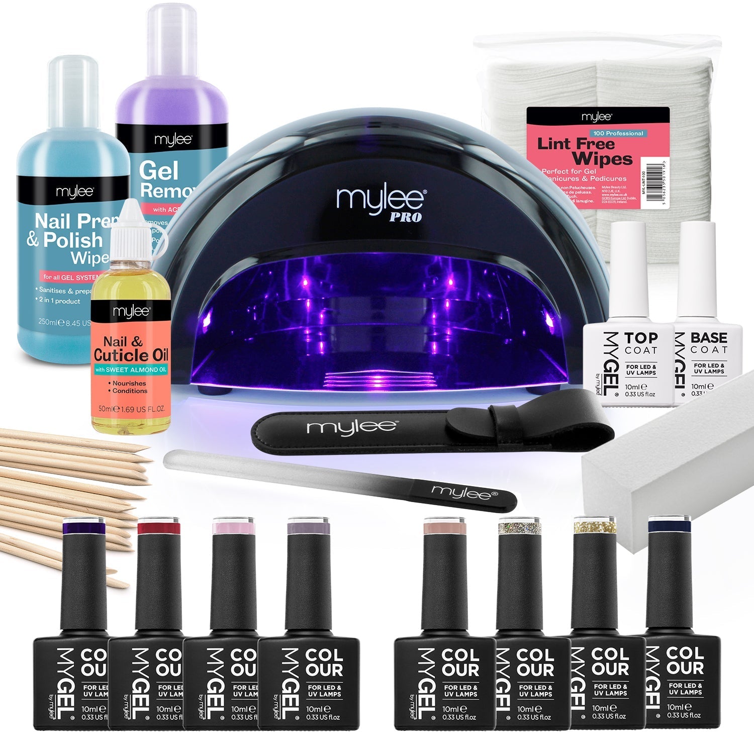 Mylee The Full Works Complete Gel Polish Kit (Black) - Autumn/Winter (Worth £165) - Long Lasting At Home Manicure/Pedicure