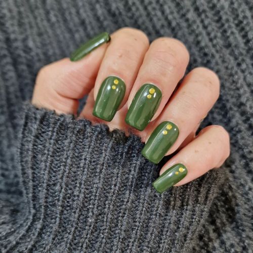 Green & Gold Mirror Press on Nails - Lilium Nails