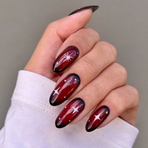 Premium Photo | Bright festive red manicure on female hands nails design
