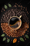 Led Bild Kaffee Mit Blattdekoration Hochformat Crop