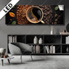 Led Bild Kaffee Mit Blattdekoration Panorama Produktvorschau