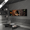 Led Bild Kaffee Mit Blattdekoration Panorama Produktvorschau