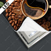 Led Bild Kaffee Mit Blattdekoration Quadrat Ausschnitt