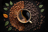 Led Bild Kaffee Mit Blattdekoration Quadrat Crop