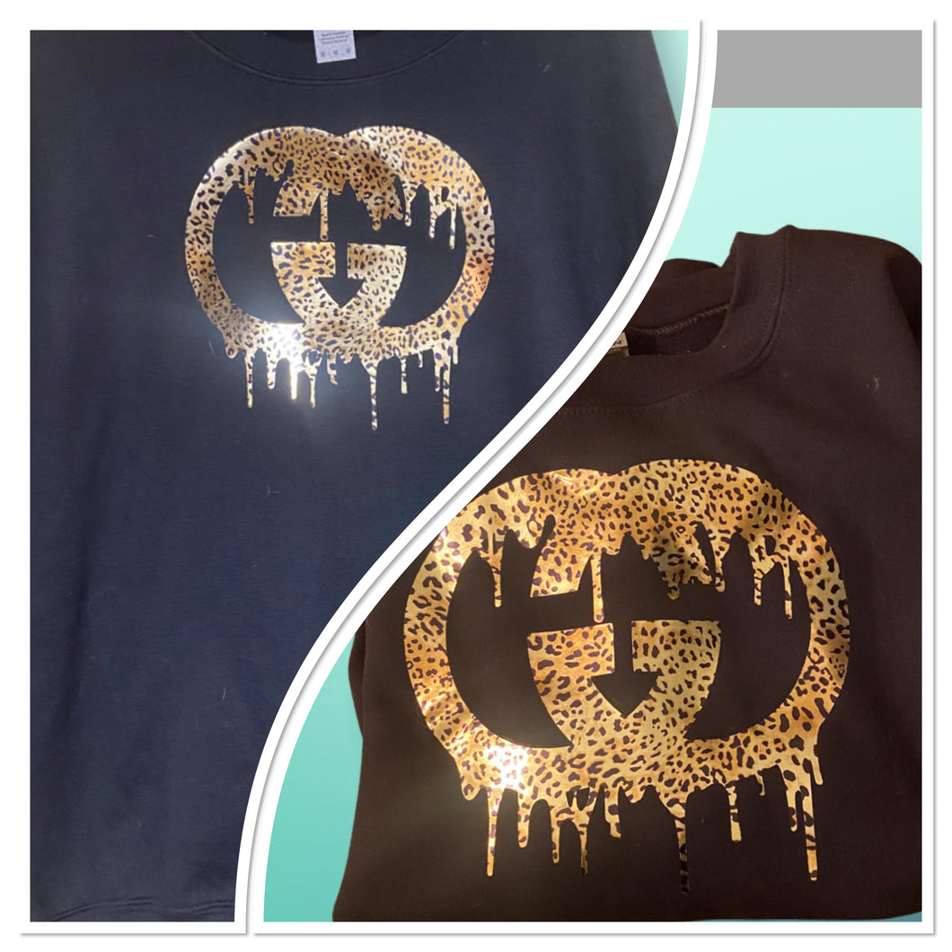 Leopard Gucci Drip Black Crewneck Sweatshirt – Shop Buttercup Clothing