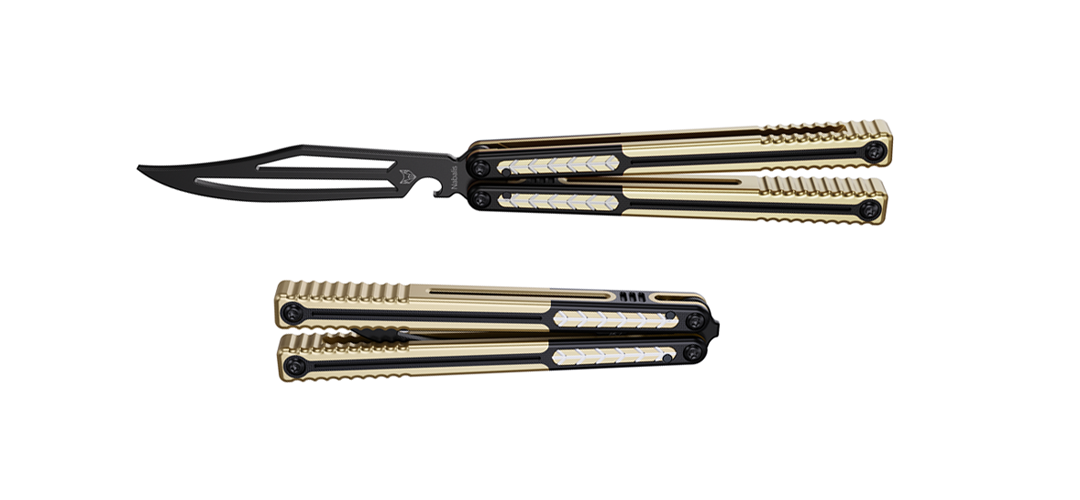Nabalis Vulp Pro balisong butterfly knife training-Gold