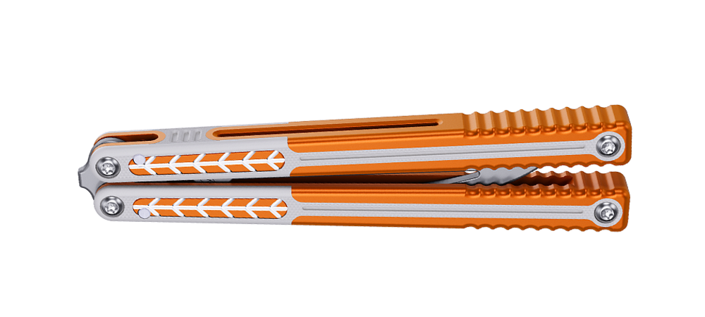 Nabalis  balisong butterfly knife trainer-orange-closed position