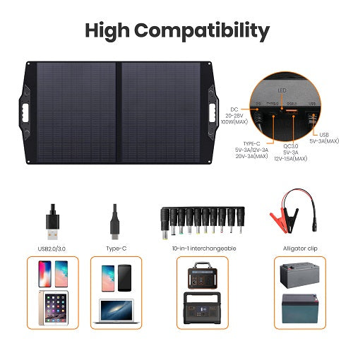 Solarpanel Faltba 100W 18V Solarmodul, Flexibel Solar Panel