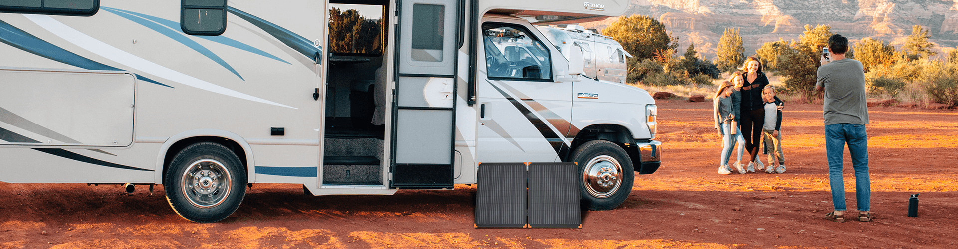 200W Briefcase Solar Panel being used for mobile livin
