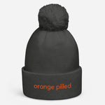 "orange pilled" Pom Pom Beanie - Qrate