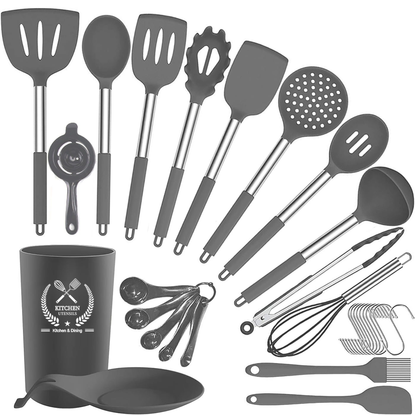 silicone and stainless steel kitchen utensils