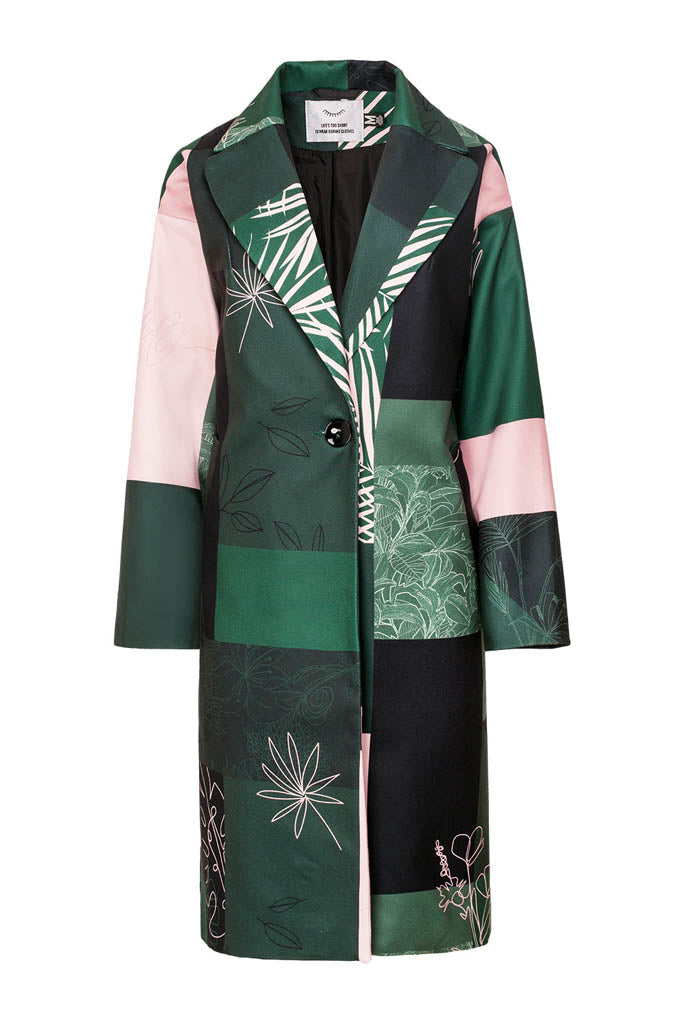 Havana Green patchwork classic coat | NAOKO – NAOKO-STORE.com