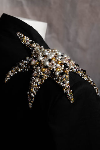 Black jacket with bespoke star beaded shoulder 2