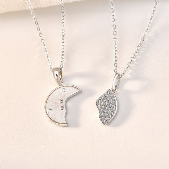 Hot CZ Letters Become One Round 925 Sterling Silver Promise Necklace