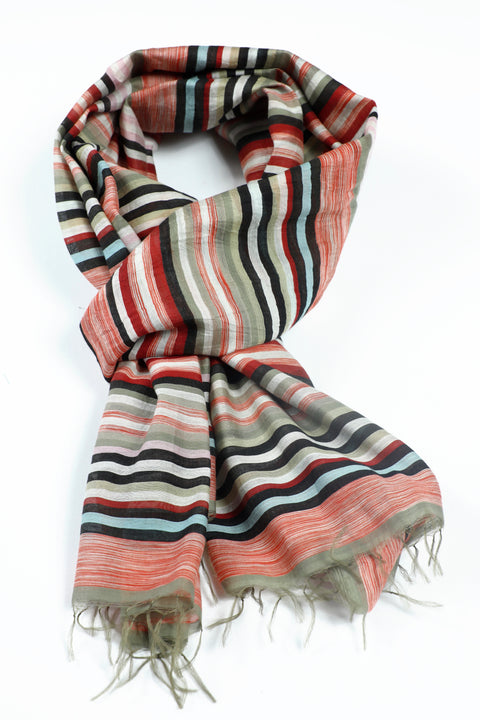 Berlin Stripes - Striped shawl handwoven in silk/cotton